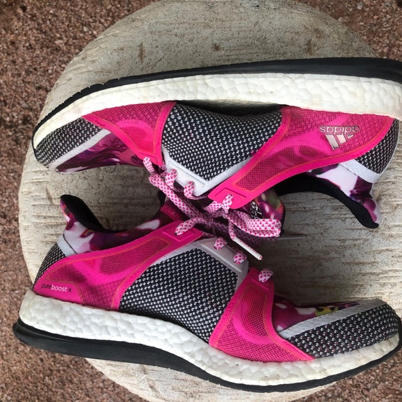 Adidas Pureboost X women's size 8 running shoes pink floral - Picture 2 of 6